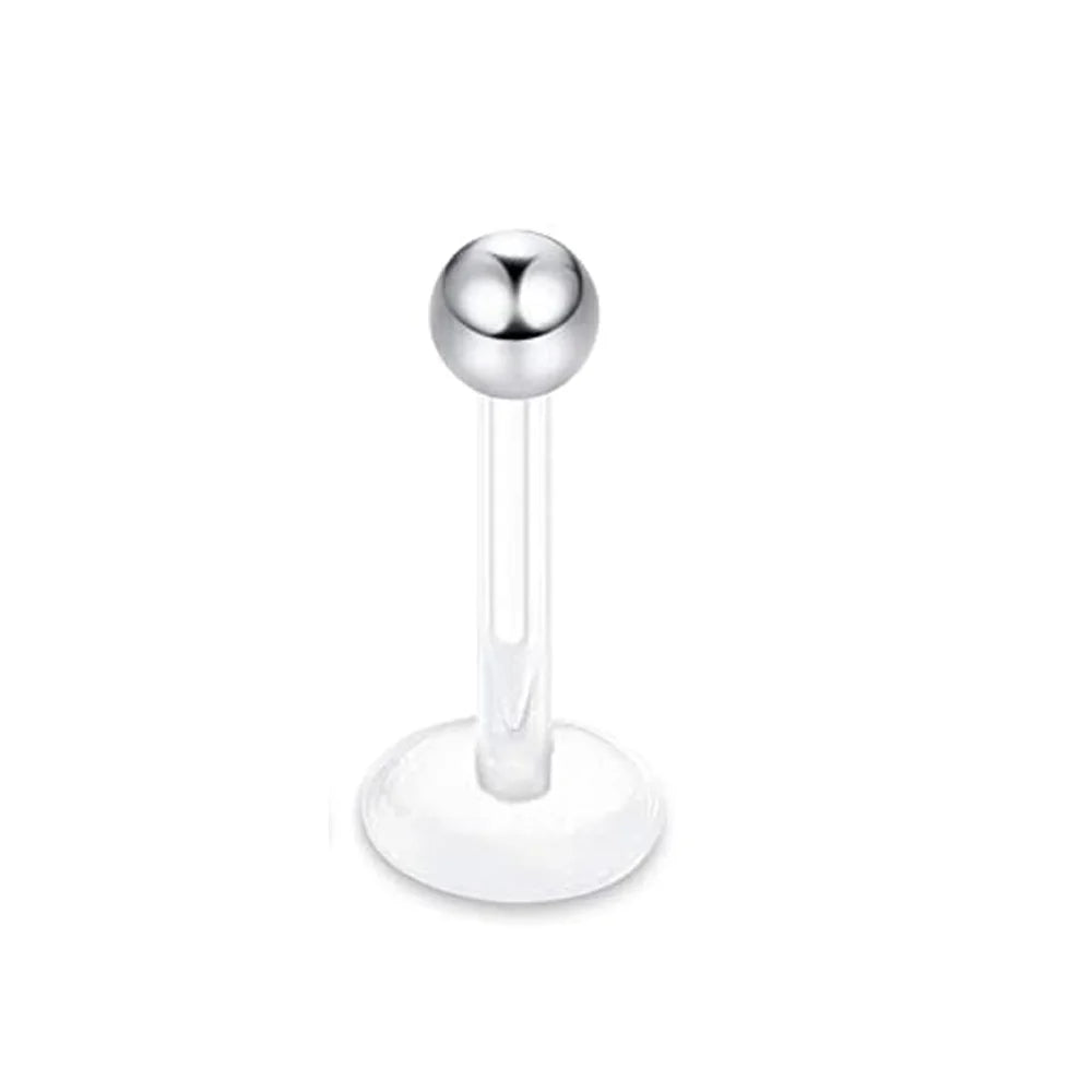 WKOUD 16g Stainless Steel Lip Labret Piercing Crystal Ball Monroe Lip Stud Helix Tragus Conch Cartilage Earrings 6/8/10mm