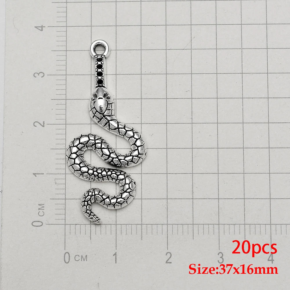 10/20pcs/lot Antique Silver Plated Snake Charms Animals Pendant For Diy Necklace Jewelry Making Findings Supplies Accessories Viralgem Store