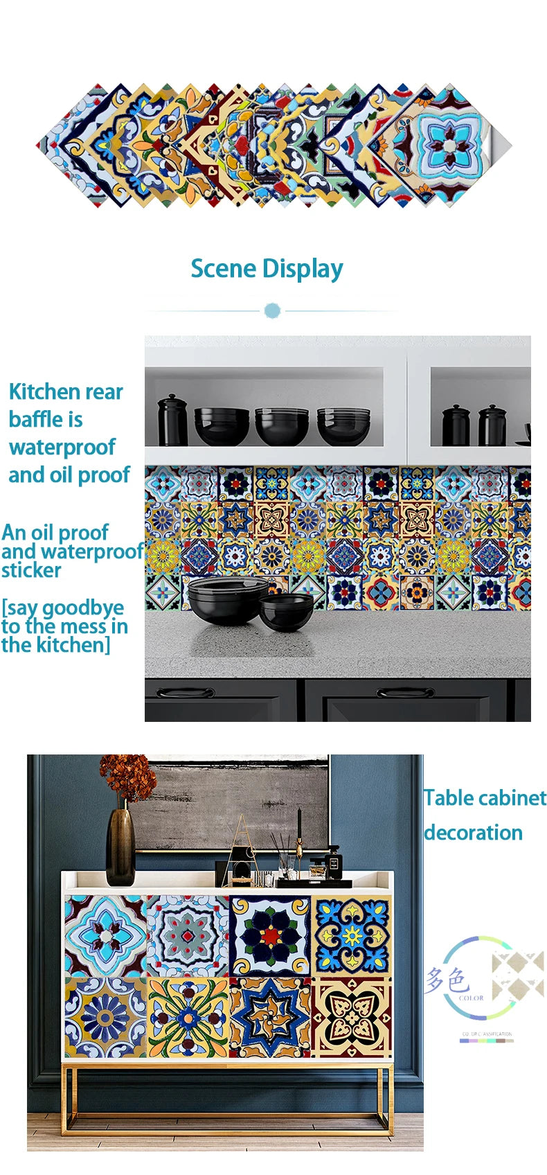 16pcs/set Black & White Tiles Sticker Kitchen Backsplash Wardrobe Bathroom Waterproof Peel & Stick Bright Film Art Wall Decals