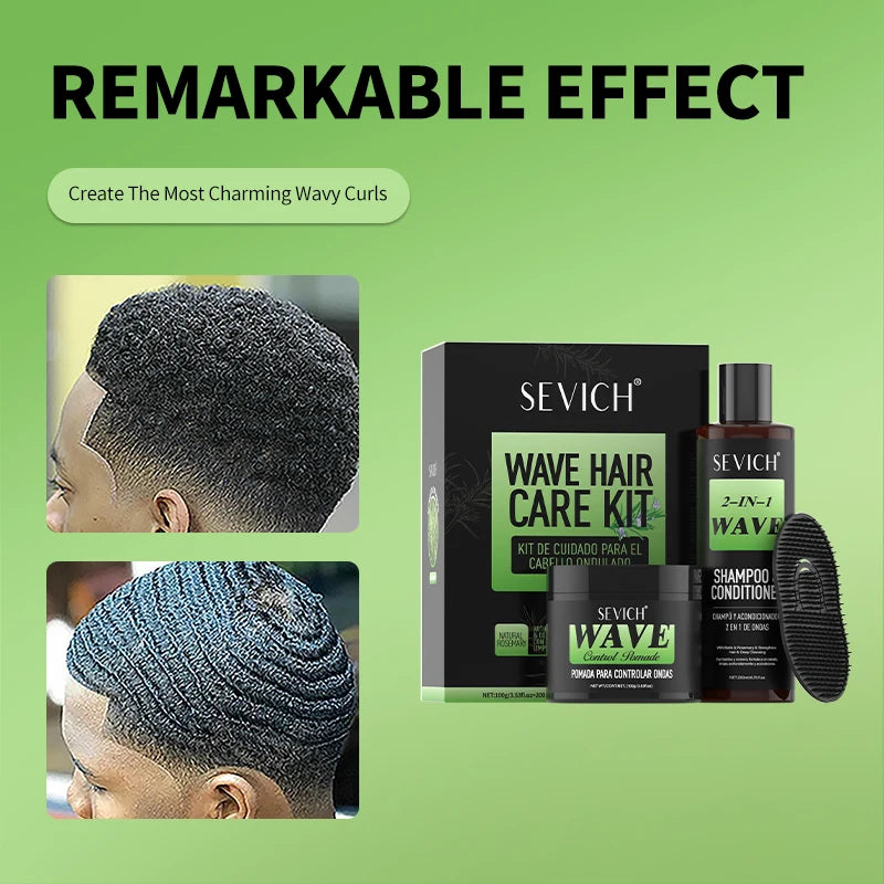 Wave Control Pomade Kit 360 Deep Wave Hair Gel Prevent hair breakage shampoo Sport Wavy Curly Hair Control Gel With Cap Kit Viralgem Store
