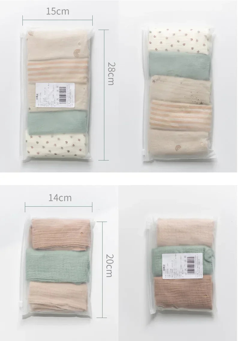 2/5pcs Baby Saliva Soft Absorbent Gauze Cotton Burp Cloth Kindergarten Handkerchief Newborn Washcloth Nursing Towel