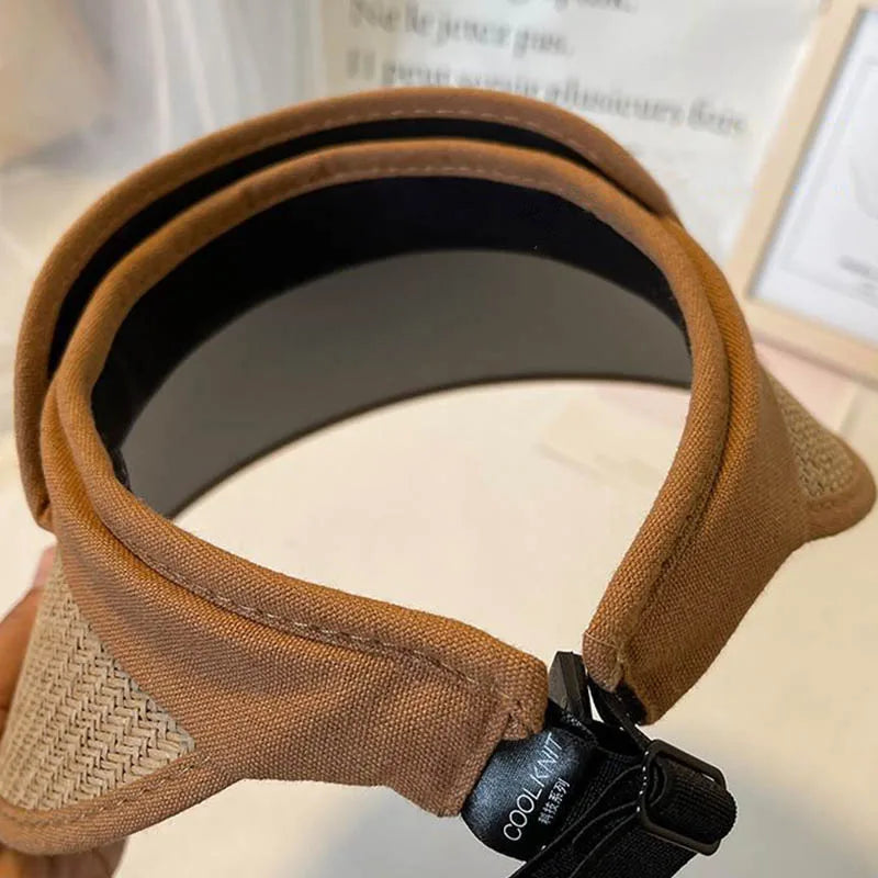 Women Summer Empty Top Straw Hat Wide Brim Sun Cap UV Protection Travel Panama Hats Lady Outdoor Beach Sunscreen Caps Viralgem Store