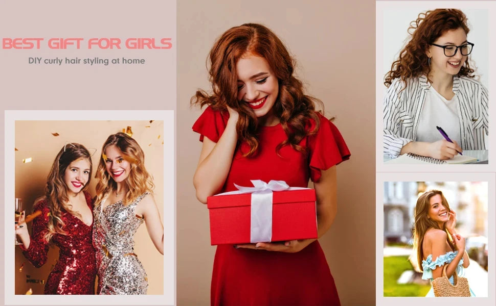 5 in 1 Curling Iron Set with Curling Brush, 0.35”-1.25” Hair Curler Wand for Hairstyle and Heat Resistant Gloves and Hair Clips Viralgem Store