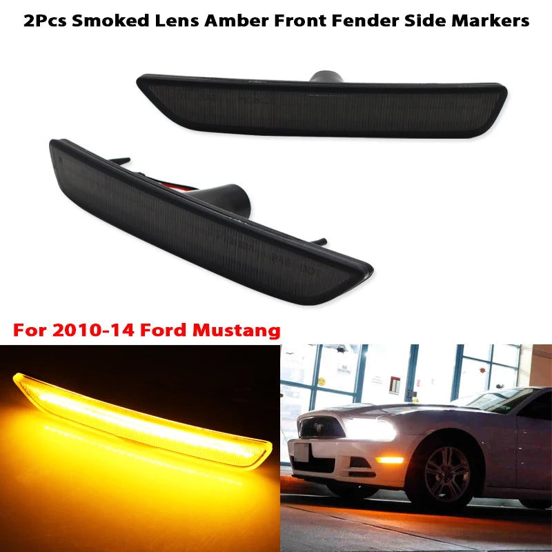2pcs Car Front Rear Bumper Side Marker Light White For Ford Mustang Base GT Shelby GT500 Boss 302 2010 2011 2012 2013 2014
