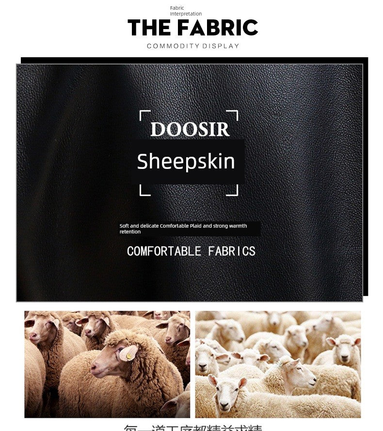 2024 New Arrival Haining Genuine Leather Clothes Men's Mid Length Long Length Trench Coat Fur Outwear Silm K-style Suit Collar Leather Jacket