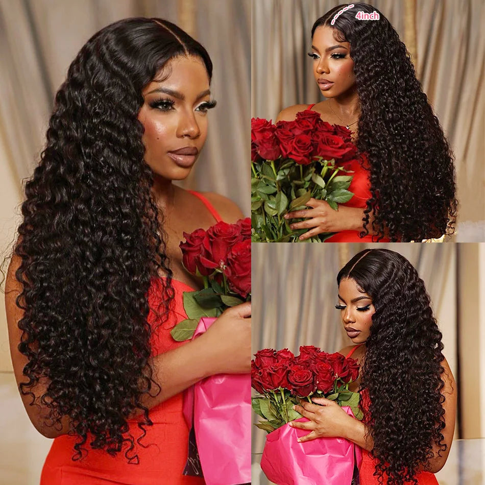 100% Human Hair  HD lace wigs Deep Wave Lace Frontal Wigs 13x4 Water Curly Lace Front Wig 30 40 Inch Kinky curly wigs human hair Viralgem Store