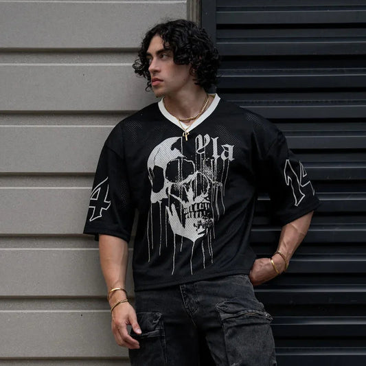 Summer new YA Trendy Brand Super Large T-shirt Men Sports Fitness Quick drying Breathable Large Mesh Printed Short Sleeve Top Viralgem Store