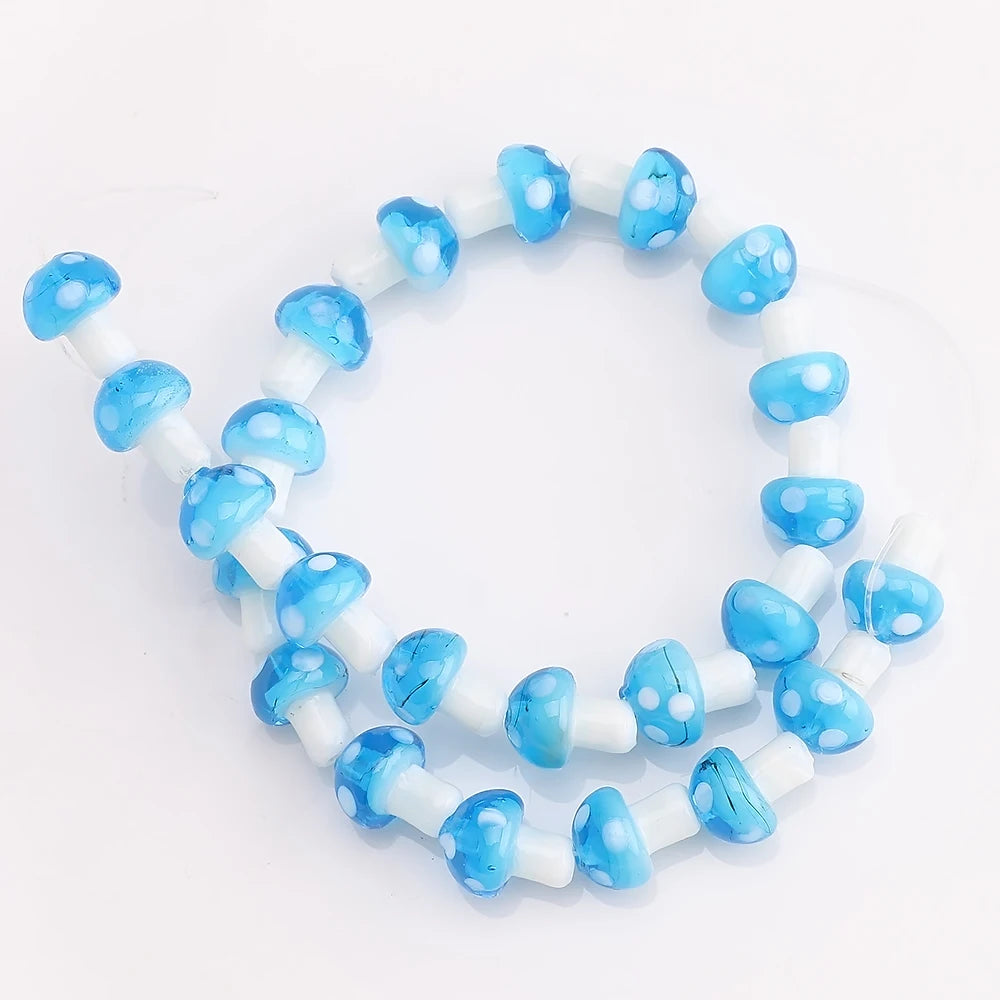 10Pcs 10x13mm 12x16mm 15x20mm Mushroom Shape Lampwork Glass Loose Beads for DIY Crafts Jewelry Making Earing Necklace Accessory