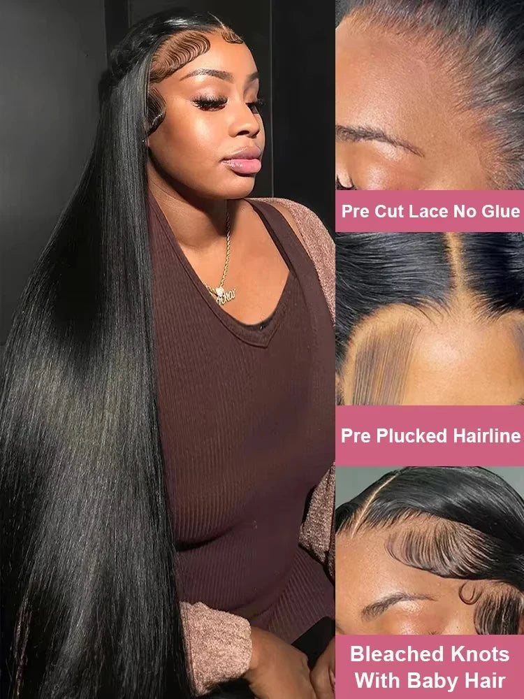 250 Density 40 36 Inch Straight Lace Front Wigs Human Hair 13x6 Hd Transparent Lace Front Human Hair Wigs Brazilian Virgin Hair