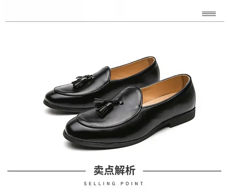 2023 New Classic Men Business Shoes British Breathable Simple Tassel Leather Shoes Style Casual Dress Shoes Mens Size 38-46 Viralgem Store