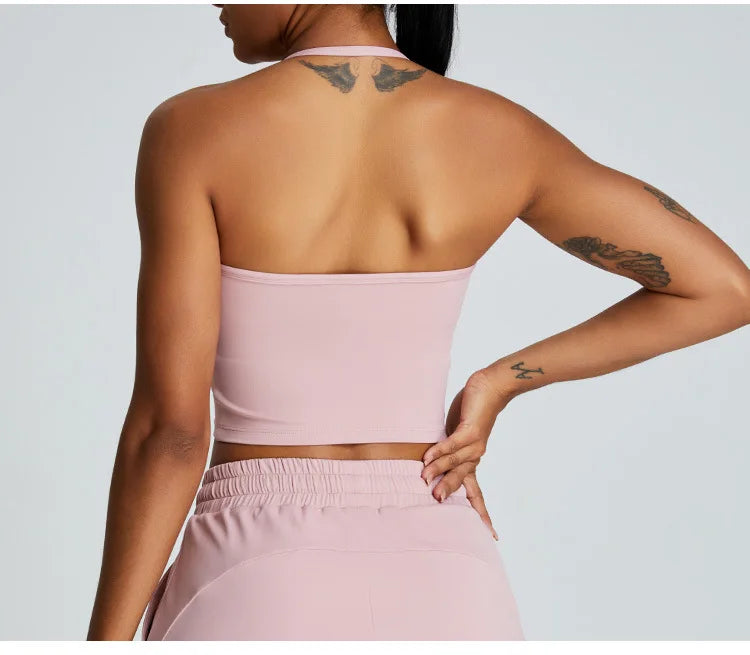 YJ-Spring and Summer New Halter Yoga Vest Women's Sling Beauty Back Exercise Underwear Slim Fit and Quick-Drying Yoga Clothes Br