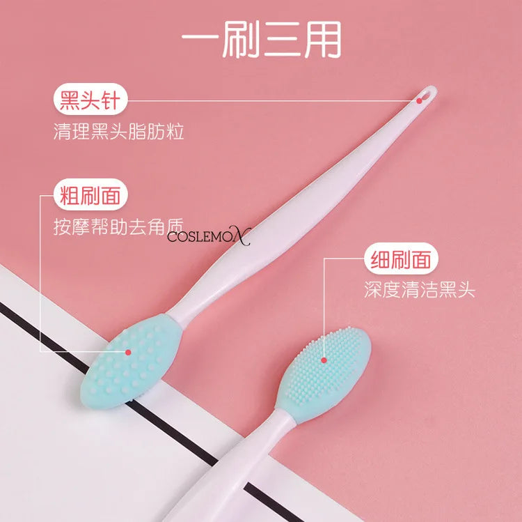 1/3pcs Silicone Cleansing Brush Beauty Skin Care Wash Face Blackhead Removal Scrub Soft Deep Cleaning Exfoliator Cleanser Tool