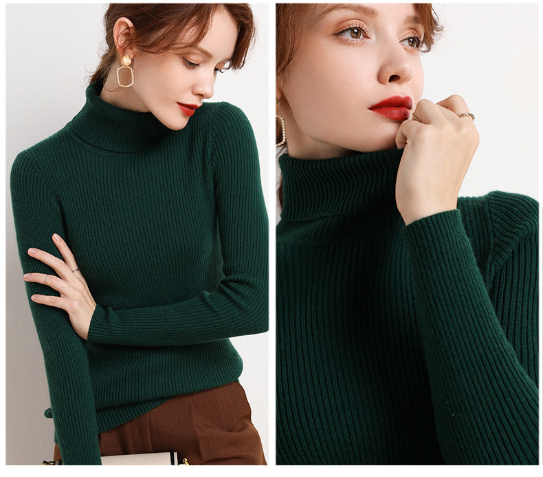 Women Turtleneck Sweater Knitted Soft Pullovers Cashmere Jumpers Basic Soft Sweaters For Women 2024 Autumn Winter