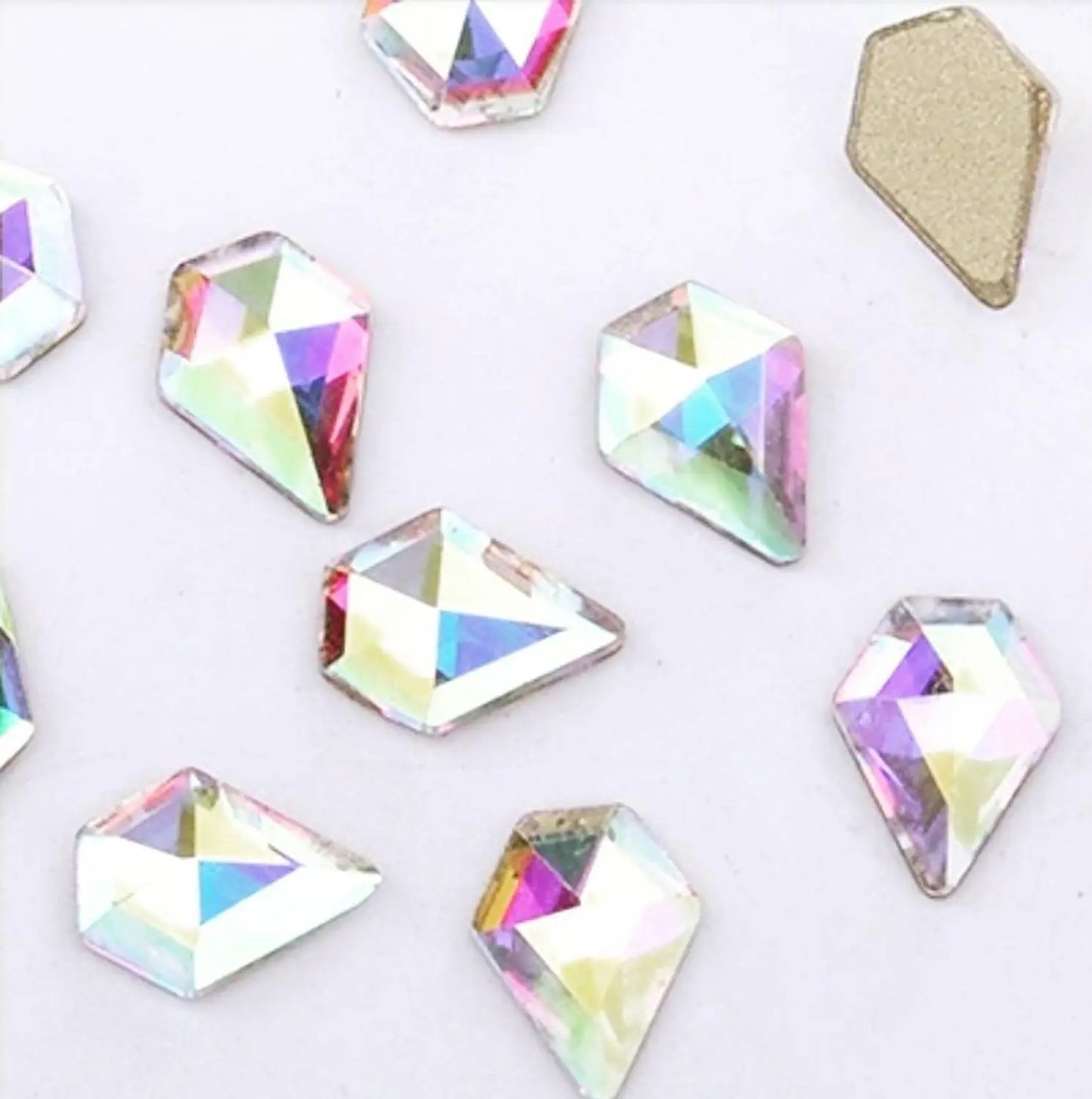 100pcs AB clear Rhinestone 4-10mm Nail Art Shape Top Crystal AB Czech Crystal Rhinestone Flatback Elongated Glass Stones ZZ15244