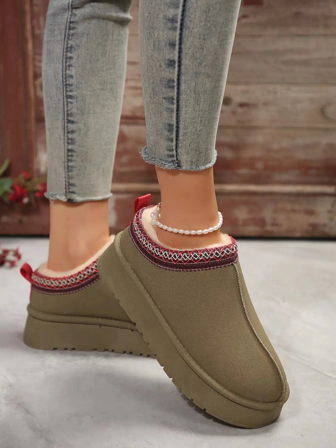 2024 New Women's Wool Slippers Warm Platform Wool Slipperswomen Slippers   Women  Sheepskin Slippers Women Shoes