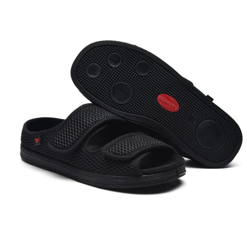 Summer Comfortable Diabetes Shoes Fat Thumb Instep Height Foot Code Middle-Aged Elderly Sandals Puffy Adjustable Slippers