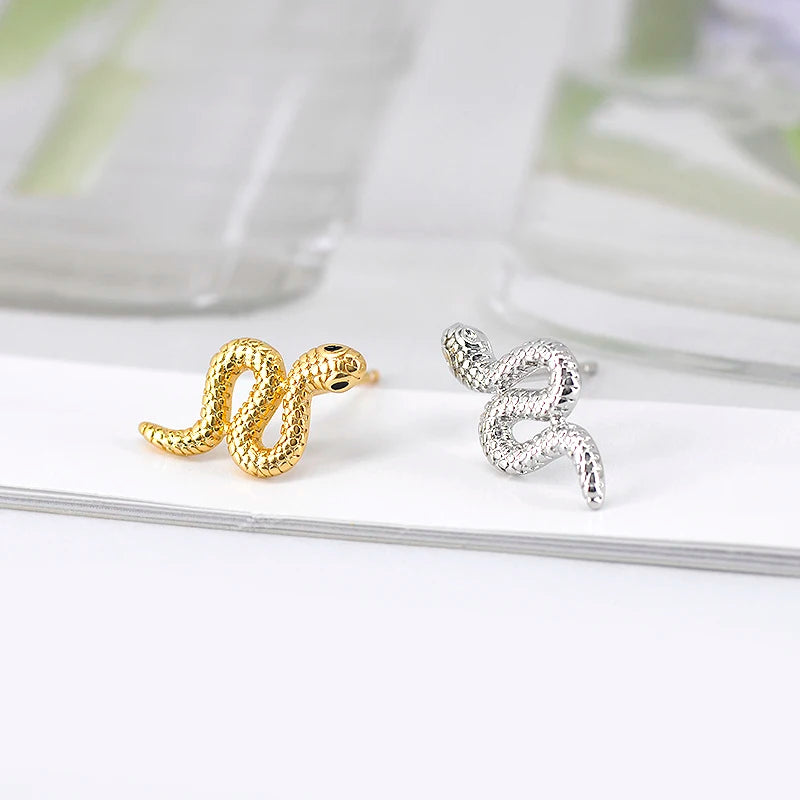 925 Sterling Silver Needle Pave Crystal Snake Type Stud Earrings for Women Simple Cute Animal Earrings Fashion Delicate Jewelry