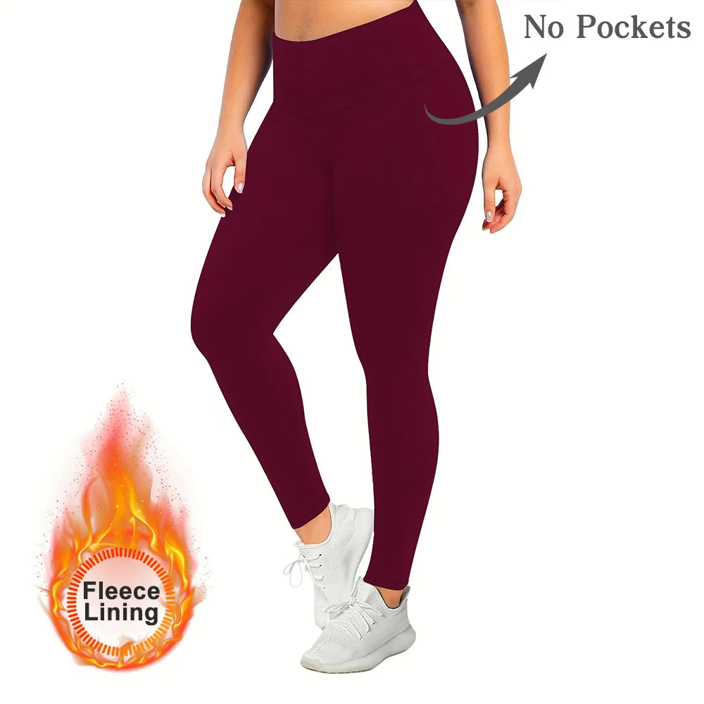 Women Winter Plus Velvet Leggings Seamless Push Up Plus Size High Waist Fleece Warm Fitness Yoga Pants Slim Legging Sportswear