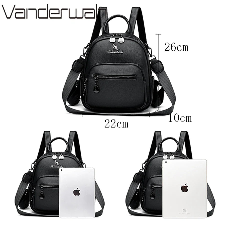 Women Travel Backpack for Teenager Girl 2024 Soft Leather Female Fashion 3 In 1 Bagpacks Large Capacity Ladies Mochilas Feminina Viralgem Store