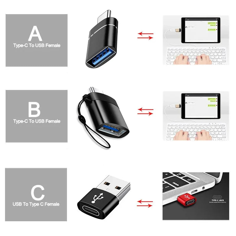 1/2PC Type C To USB 3.0 OTG Adapter USB C Male To USB Female Converter For Laptop Macbook Samsung Xiaomi USB C OTG Connector