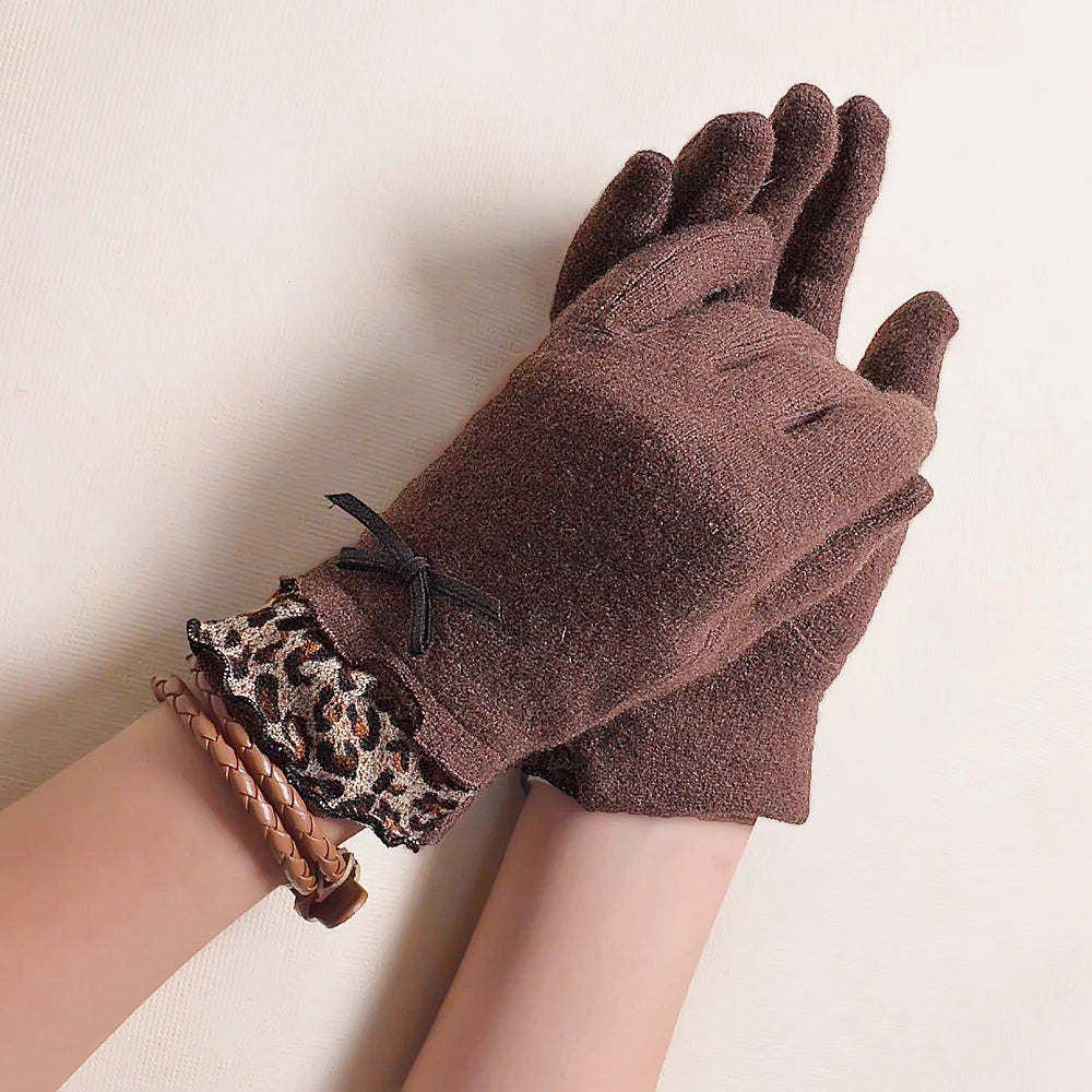 [BYSIFA] Winter Women Wool Gloves New Thick Warm Touch Screen Ladies Gloves Spring Autumn Soft  Elegant Hot Pink Mittens Gloves