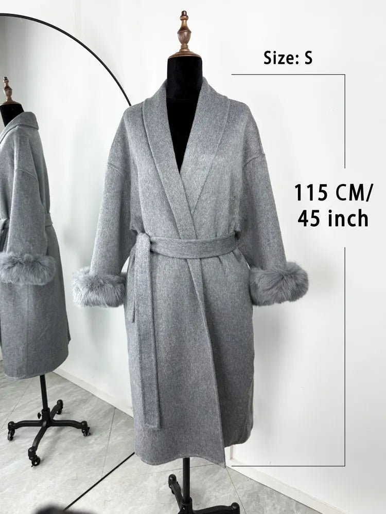 Tossy Fox Fur Wool Overcoat Women's Short Coat Office Lady Elegant Double-sided Woolen Coat 2025 New Cardigan Jackets Loose Wool Viralgem Store