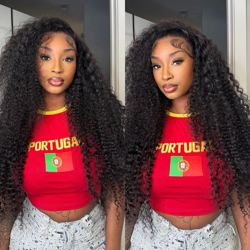 100% Human Hair  HD lace wigs Deep Wave Lace Frontal Wigs 13x4 Water Curly Lace Front Wig 30 40 Inch Kinky curly wigs human hair Viralgem Store