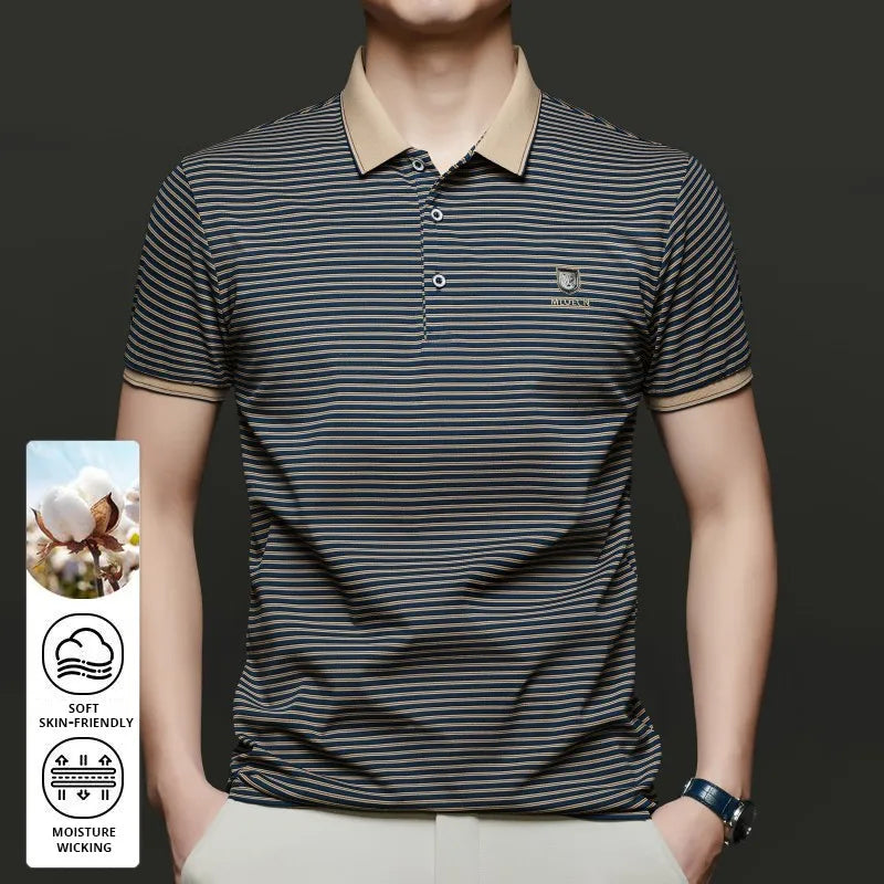 Top Grade 2025 Summer Brand Designer Polo Shirts For Men Summer Stripped Slim Fit Short Sleeve Casual Tops Fashions Men Clothes Viralgem Store