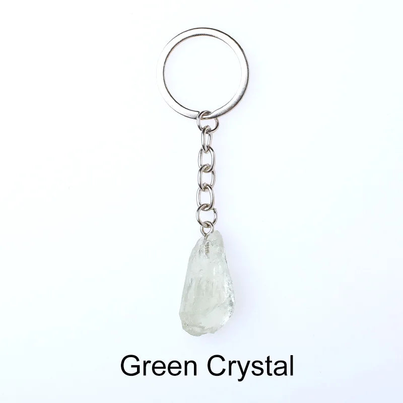 20pcs Natural Rough Raw Stone Crystal Quartzs Keychain Women Men Handbag Hangle Car Key Holder Raw Mineral Stone KeyRing Jewelry Viralgem Store
