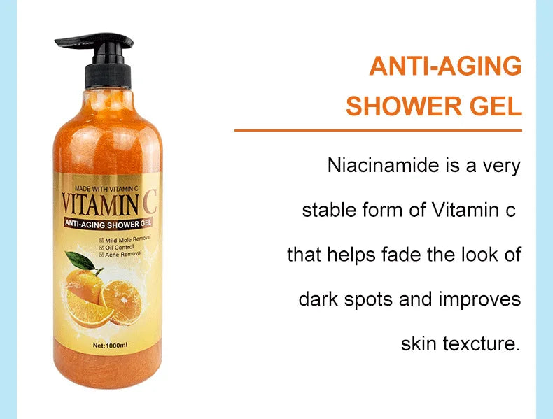 1000ml Vitamin C Body Lotion Anti-aging Shower Gel AHA and Arbutin Beauty Skin Body Wash for Dropshipping Viralgem Store