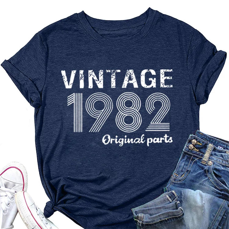 Vintage 1982 Original Print Women T Shirt Short Sleeve O Neck Loose Women Tshirt Ladies Tee Shirt Tops Camisetas Mujer