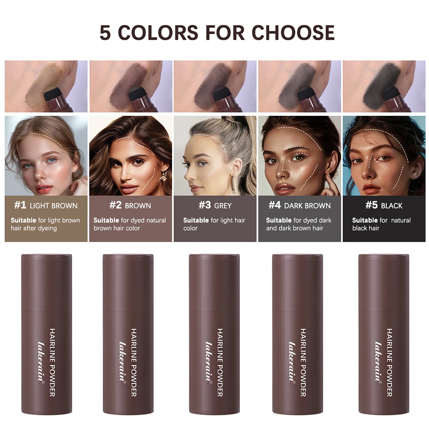 Waterproof Hairline & Root Concealer Pen – Instant Grey Coverage with Easy Blend Powder Stick for Normal Hair