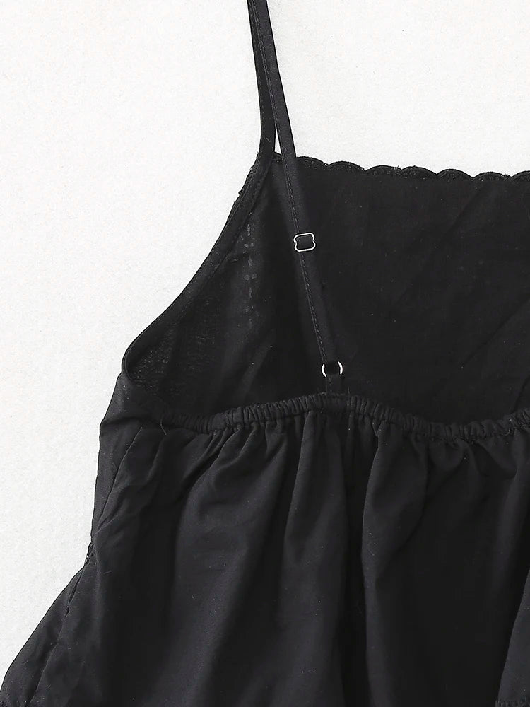 XNWMNZ Women's Fashion 2023 Embroidered Top Women Vacation Straight Neckline Adjustable Thin Straps Versatile Female Top