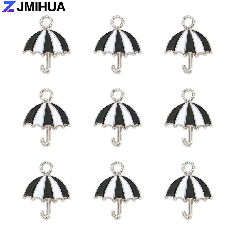 20pcs/lot Metal Enamel Cute Umbrella Charms For Jewelry Making Earrings Pendant Necklaces Bracelets DIY Handmade Accessories