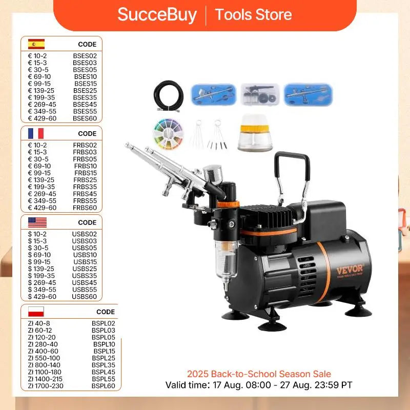 SucceBuy Airbrush Kit Dual Fan Air Compressor Professional Airbrushing System Kit Airbrushes Mixing Wheel Cleaning Brush Set Viralgem Store
