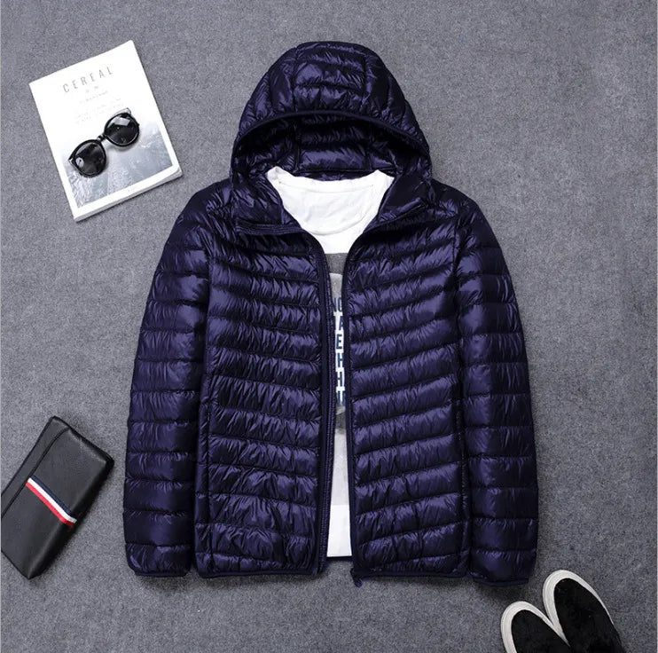 2024 New High-grade Men's White Duck Down Light Down Jacket Men's Short Hooded Men's Autumn Winter Lightweight Coat Men Jacket