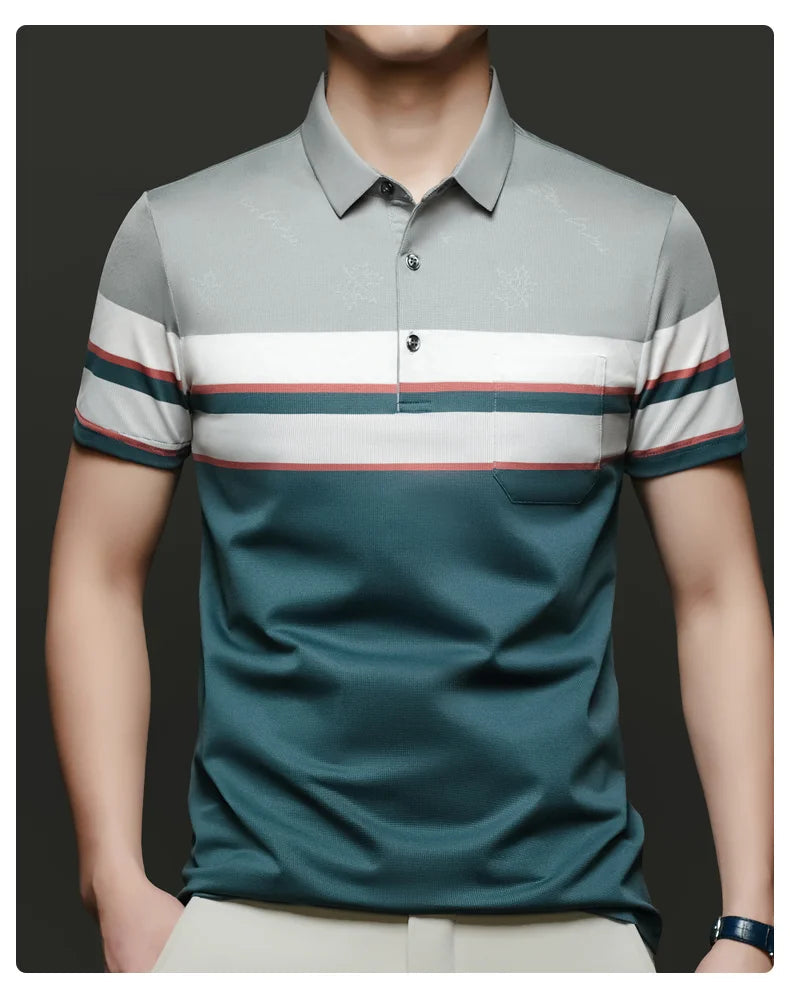 Top Grade Summer Brand Polo Shirts For Men Designer Summer Stripped Luxury Short Sleeve Slim Casual Tops Fashions Men Clothes Viralgem Store