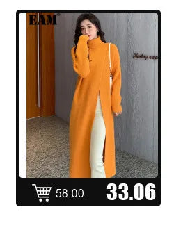 [EAM] Big Size Gray Jacket Wide Leg Pants Two Piece Suit New V-Neck Long Sleeve Women Fashion Tide Spring Autumn 2024 1DH6481