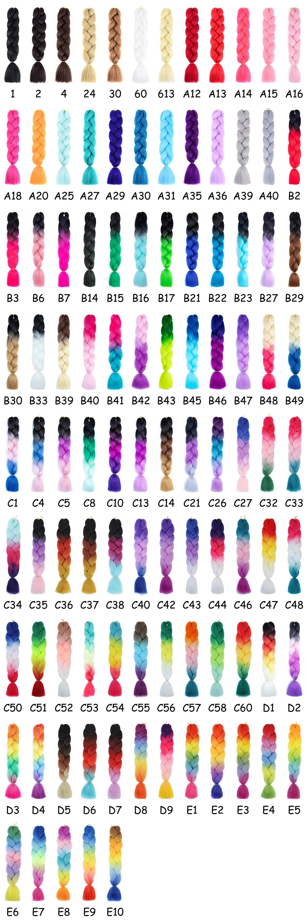 24 Inches Synthetic Braiding Hair Ombre Braiding Hair Packs Jumbo Braid Hair For Women Wholesale DIY Hairstyle Blue Purple Pink
