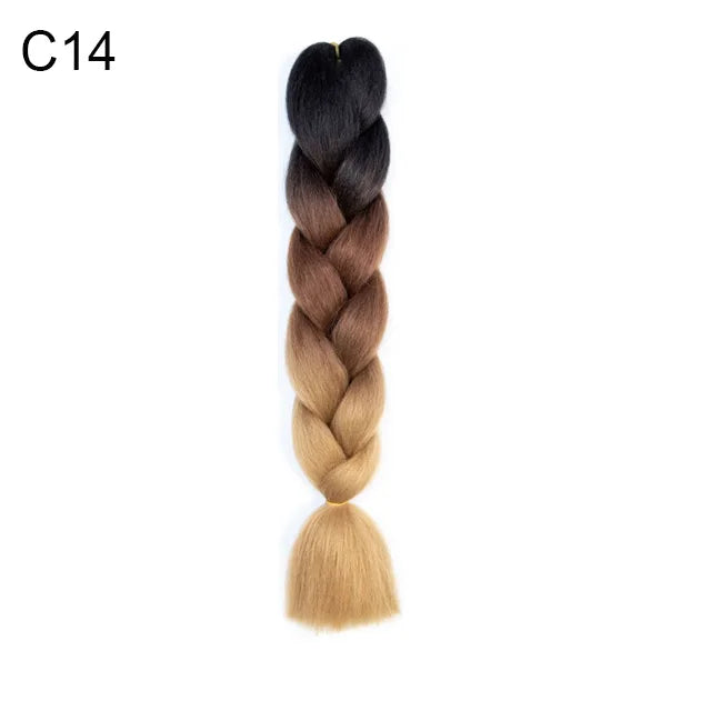 24Inch Synthetic Braiding Hair Extension Ombre Color Rainbow DIY Jumbo Hair Pink Red Blue Hairstyle for Women Viralgem Store