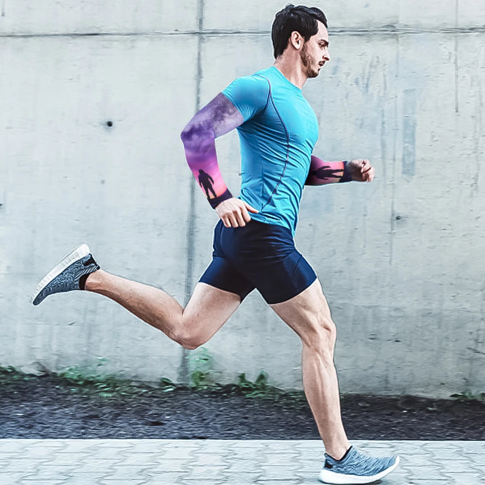 3D Designer Cooling Arm Sleeves And Mask Men Summer Ice Silk Sunscreen Oversleeve Mask Outdoor Cycling Runnig Anti-UV Arm Covers