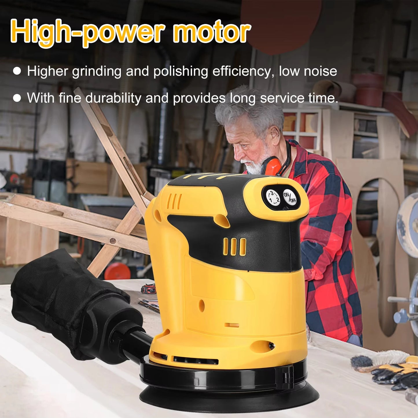 125mm Brush/Brushless Motor Cordless Orbital Sander Grinder Wood Metal Waxing Polishing Grinding Machine for Dewalt 20V Battery