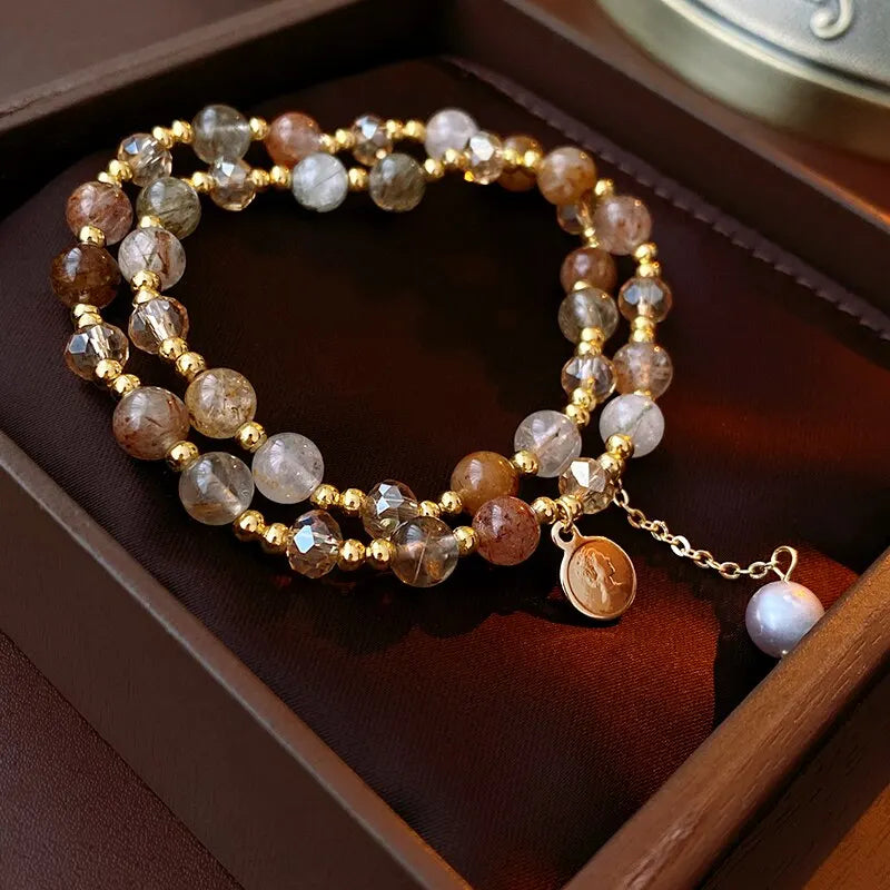 Vintage Natural Stone Strand Bracelets For Women Men Ethnic Crystal Beads Wrap Bracelet Bangle Healing Yoga Jewelry Wristband