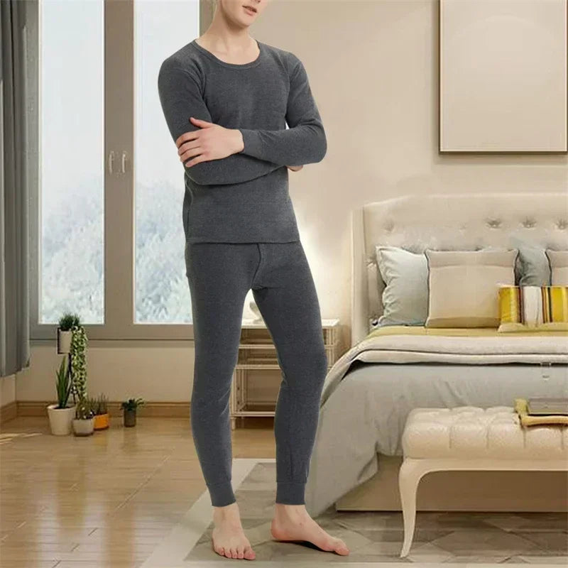 Winter Men Thermal Underwear Sets Thermal Long Pants Legging Homme Sexy Plus Velvet Pajamas Set Casual Thickened Men Underwear