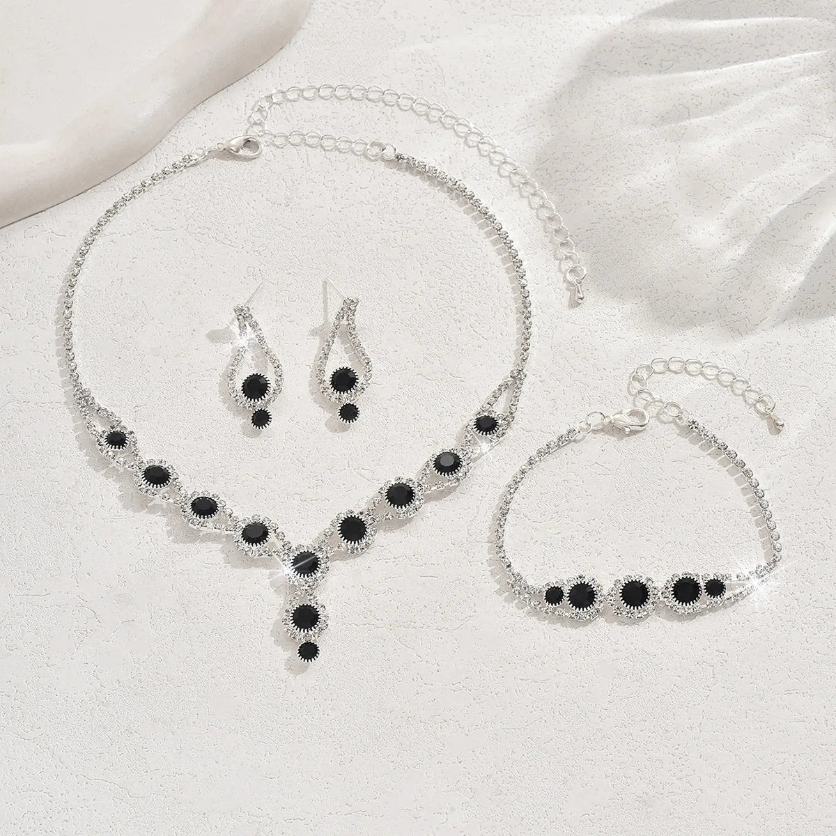 4PCS Fashion Elegant Crystal Jewelry Sets for Women Rhinestones Necklace Ring Earrings Bridal Wedding Party Jewelry Sets Viralgem Store