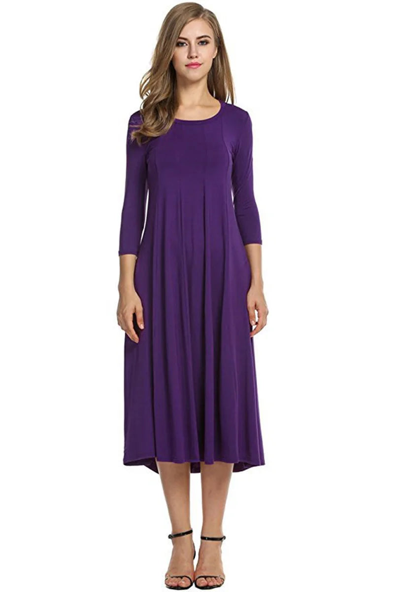 Women Autumn Solid Party Midi Dress Casual O Nesk Half Sleeve Office Lady Red Green Slim Elegant Dresses  Robe Ete XXL  Vestidos Viralgem Store