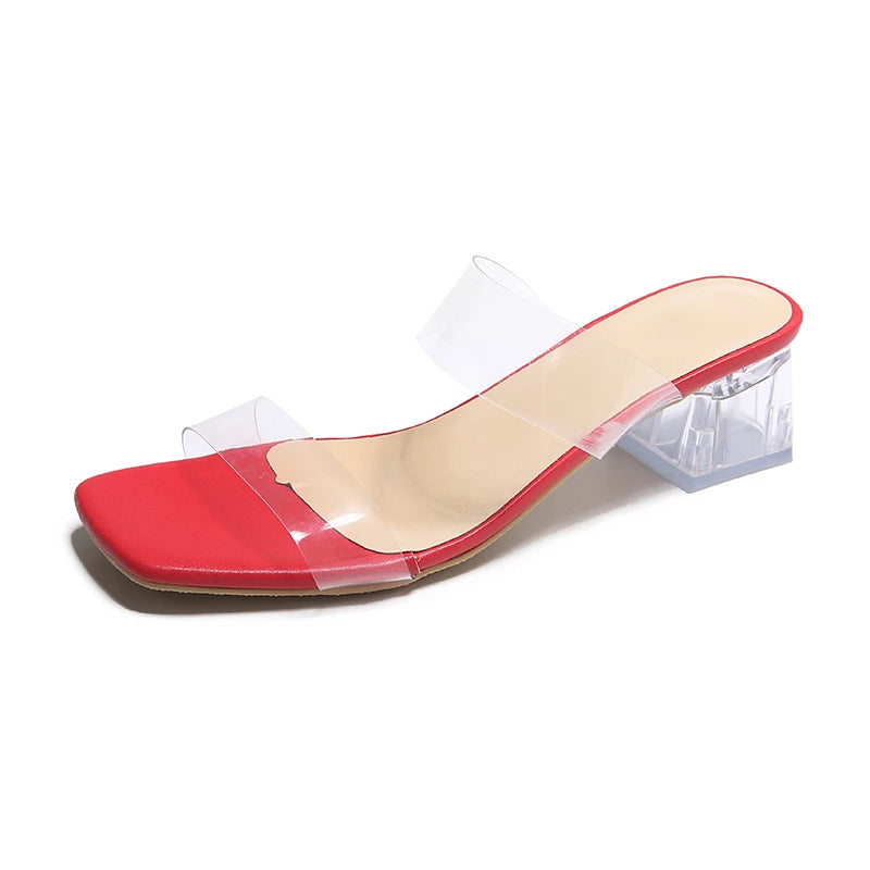 Summer Women Pumps Sandals PVC Jelly Slippers Open Toe High Heels Women Transparent Perspex Slippers Shoes Heel Clear Sandals