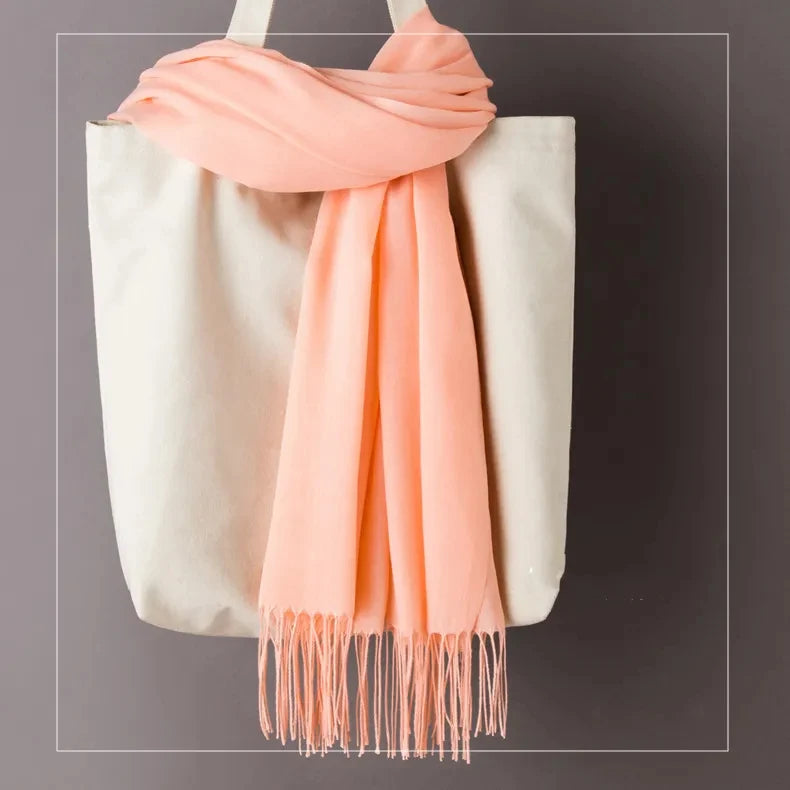 2023 New women scarf thin shawls Solid Color Women Scarf Winter Hijabs Tassels Long Cashmere Like Pashmina Hijabs Scarves Wraps Viralgem Store