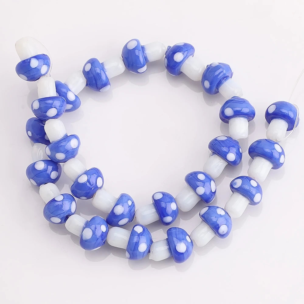 10Pcs 10x13mm 12x16mm 15x20mm Mushroom Shape Lampwork Glass Loose Beads for DIY Crafts Jewelry Making Earing Necklace Accessory