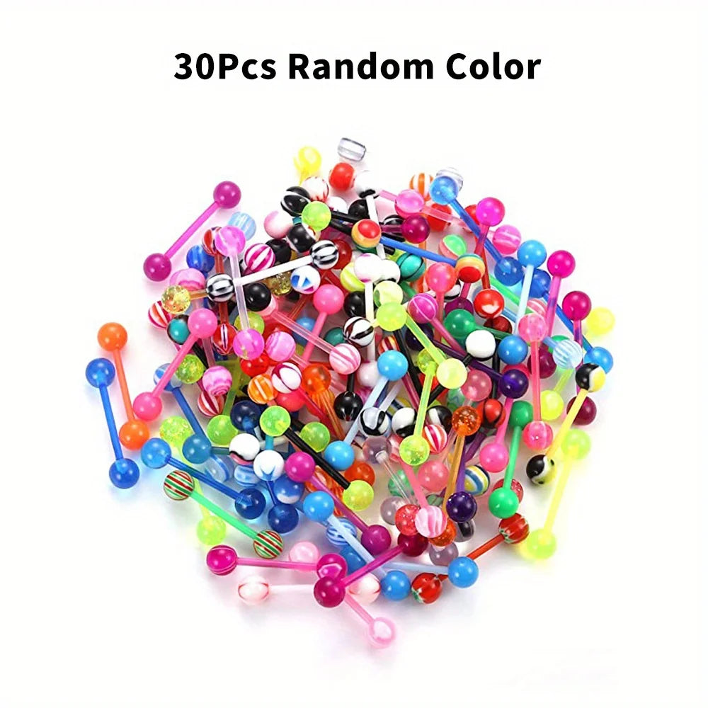 100/50/30/10 Pcs Mixed Color Acrylic Rod Tongue Nails Set Simple Body Jewelry Tongue Earrings Decor Piercing